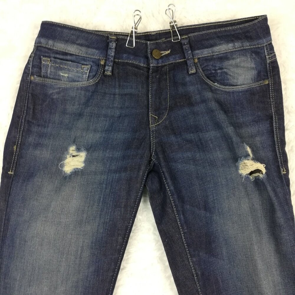 Mavi Womens Jeans Serena Super Skinny Blue Denim Dark Wash Ripped Stretch 28 - Picture 3 of 14